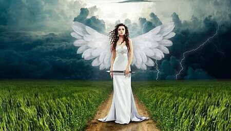 angel sword woman wings 749625