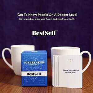 BestSelf Icebreaker Deeper Talk Deck - Conversation Starter Card Pack to Deepen Friendships with 150 Prompts