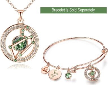 Leafael Superstar Zodiac Constellation Pendant Necklace Made with Premium Crystal Horoscope Jewelry, Gold or Rose Gold Plated, 18+ 2