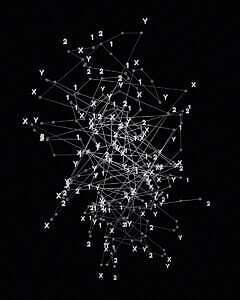 a black and white image of a tree with many small white lights