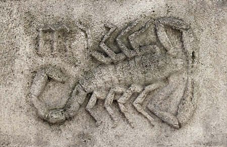 zodiac scorpio scorpion bas relief